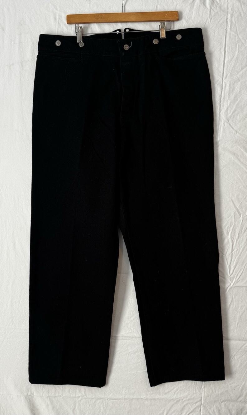 Wah Maker Pants Mens 42x30 Black Buckle Back Western Suspender Buttons Costume
